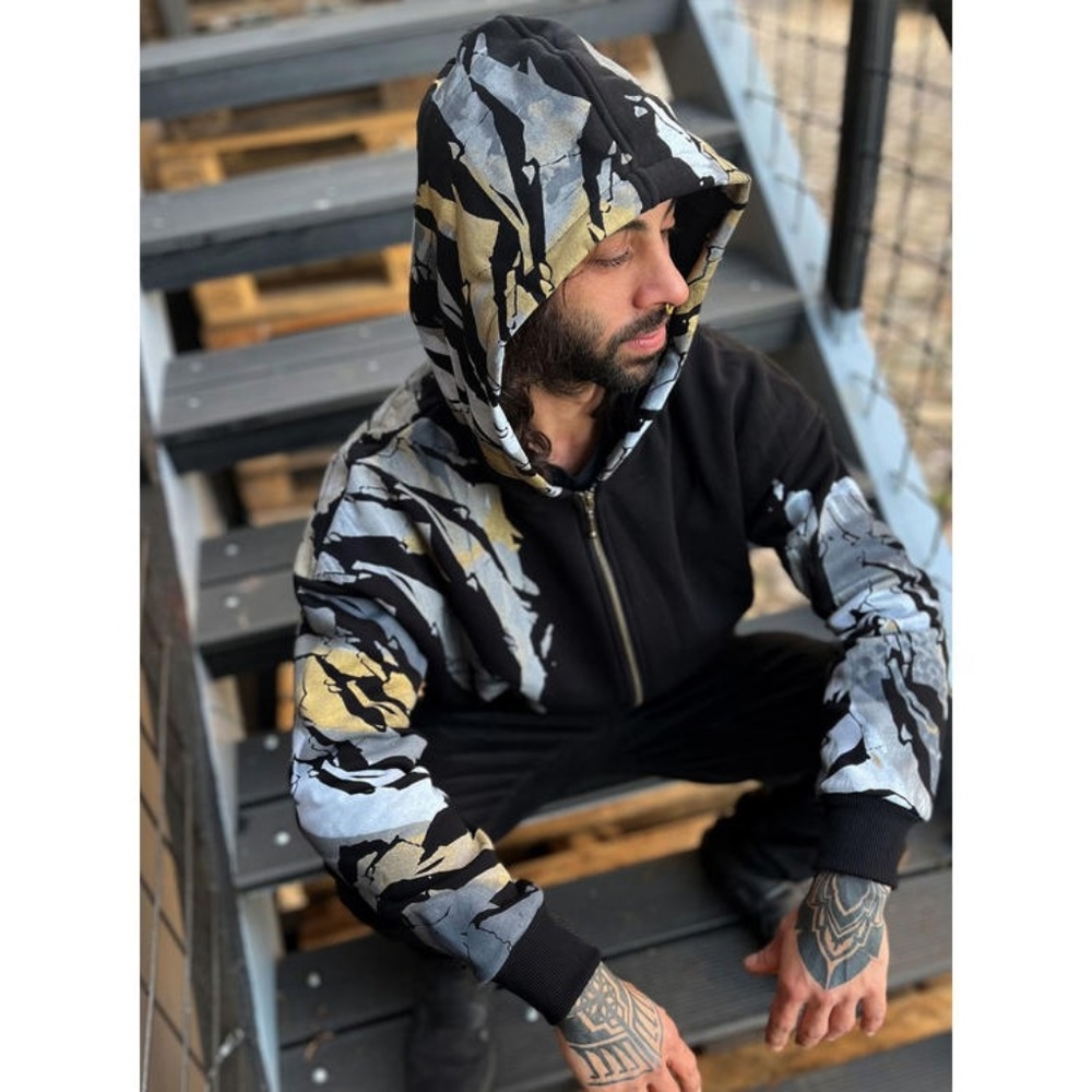 Black and Gold Zip-Up Hoodie